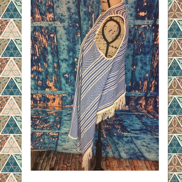 Say what blue white boho vest sz s waterfall - Picture 2 of 6